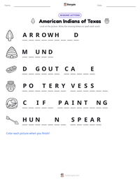 American Indians of Texas printable worksheet preview