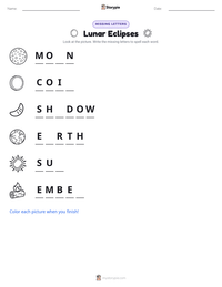 Lunar Eclipses printable worksheet preview