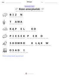 Podgląd drukowalnego arkusza ćwiczeń Bizon amerykański