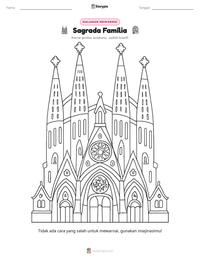 Prabaca lembar kerja cetak Sagrada Família