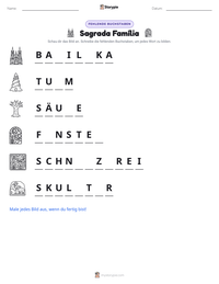 Sagrada Família druckbare Arbeitsblatt Vorschau