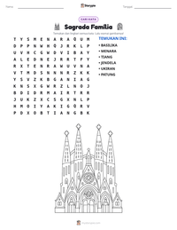 Prabaca lembar kerja cetak Sagrada Família