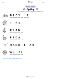 Cycling printable worksheet preview