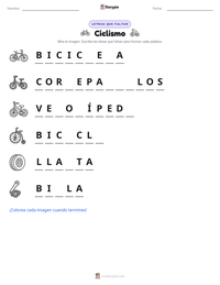 Vista previa de la hoja de trabajo imprimible de Ciclismo