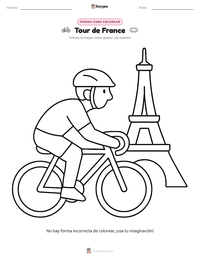 Vista previa de la hoja de trabajo imprimible de Tour de France