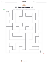 Tour de France printable worksheet preview