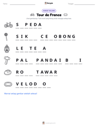 Prabaca lembar kerja cetak Tour de France