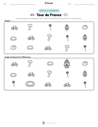 Aperçu de la feuille de travail imprimable Tour de France