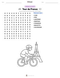 Aperçu de la feuille de travail imprimable Tour de France