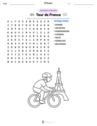 Podgląd drukowalnego arkusza ćwiczeń Tour de France