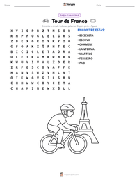 Prévia da folha de atividades imprimível Tour de France