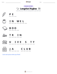 Langston Hughes printable worksheet preview