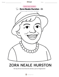 Vista previa de la hoja de trabajo imprimible de Zora Neale Hurston