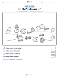 My Five Senses printable worksheet preview