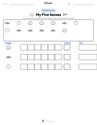 My Five Senses printable worksheet preview