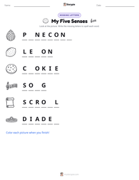 My Five Senses printable worksheet preview