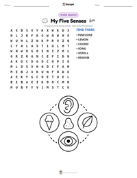 My Five Senses printable worksheet preview