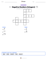 Negative Numbers (Integers) printable worksheet preview