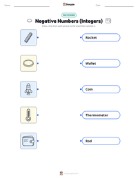 Negative Numbers (Integers) printable worksheet for kids