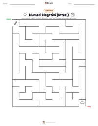 Anteprima della scheda stampabile di Numeri Negativi (Interi)