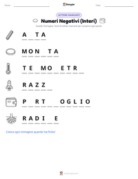 Anteprima della scheda stampabile di Numeri Negativi (Interi)