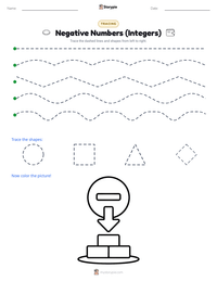 Negative Numbers (Integers) printable worksheet preview
