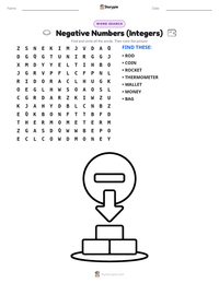 Negative Numbers (Integers) printable worksheet preview