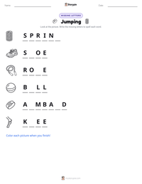 Jumping printable worksheet preview