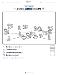 Aperçu de la feuille de travail imprimable Des casquettes à vendre