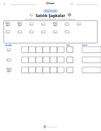 Satılık Şapkalar yazdırılabilir çalışma sayfası önizlemesi