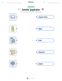Satılık Şapkalar yazdırılabilir çalışma sayfası önizlemesi