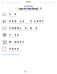 Caps for Sale (book) printable worksheet preview