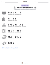 Palace of Versailles printable worksheet preview