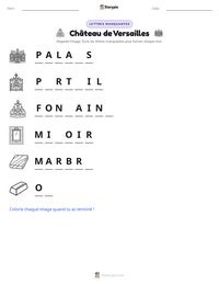 Aperçu de la feuille de travail imprimable Château de Versailles