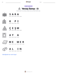 Versay Sarayı yazdırılabilir çalışma sayfası önizlemesi