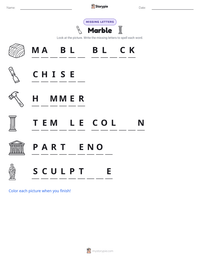 Marble printable worksheet preview