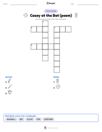 Casey at the Bat (poem) printable worksheet preview