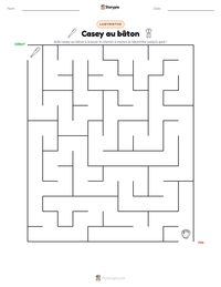 Aperçu de la feuille de travail imprimable Casey au bâton