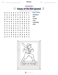 Casey at the Bat (poem) printable worksheet preview