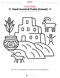 Pagina da colorare di Popoli Ancestrali Pueblo (Anasazi) per bambini