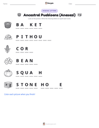 Ancestral Puebloans (Anasazi) printable worksheet preview