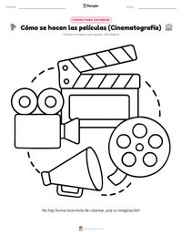 Página para colorear de Cómo se hacen las películas (Cinematografía) para niños