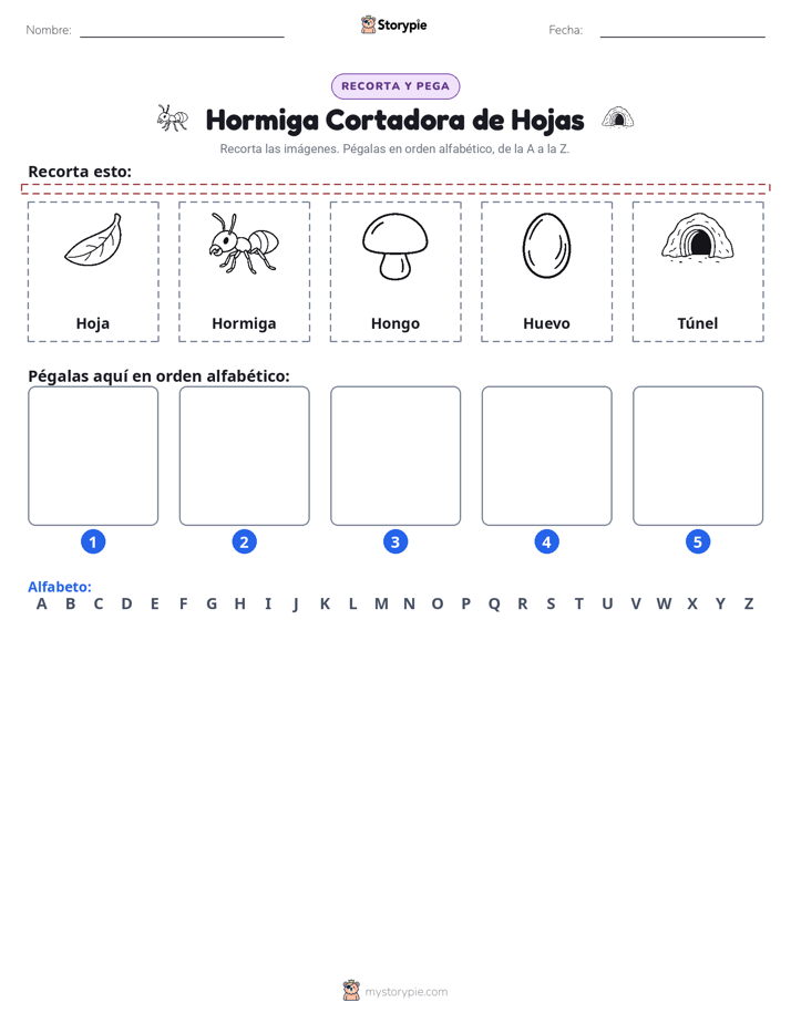 Cortar y Pegar el Alfabeto