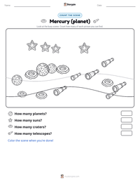 Mercury (planet) printable worksheet preview