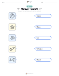Mercury (planet) printable worksheet for kids