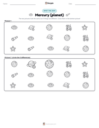 Mercury (planet) printable worksheet preview