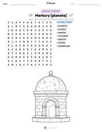 Podgląd drukowalnego arkusza ćwiczeń Merkury (planeta)