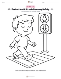 Pedestrian & Street-Crossing Safety coloring page for kids