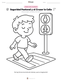 Página para colorear de Seguridad Peatonal y al Cruzar la Calle para niños