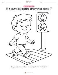 Aperçu de la feuille de travail imprimable Sécurité des piétons et traversée de rue